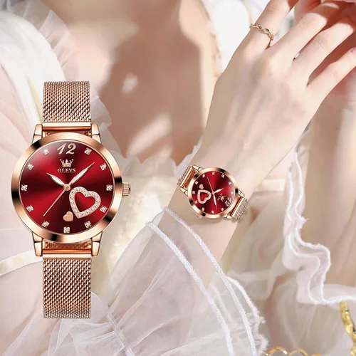 Vista 3 de OLEVS Reloj de mujer de malla para mujer con fecha, analógico de cuarzo, reloj de pulsera para mujer, vestido clásico, resistente al agua