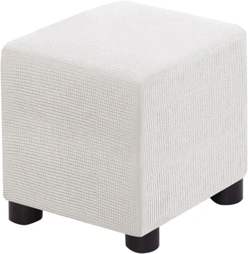 Vista 16 de Funda para Otomán Cuadrada Plegable de Almacenamiento Fundas para Otomán Jacquard Elásticas Cubo Reposapiés Fundas para Taburete ProZtector con Beige