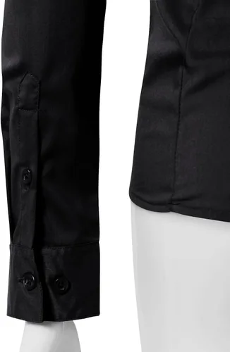 Vista 4 de EZEN - Blusa de manga larga, ajustada, elástica, con cuello de botones para mujer, para oficina, estilo formal, casual