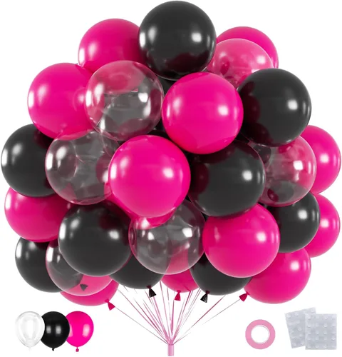 Vista 10 de 60 globos de confeti negro y dorado, globos metálicos de látex dorado y negro de 12 pulgadas para graduación 2026, aniversario, cumpleaños, Navidad