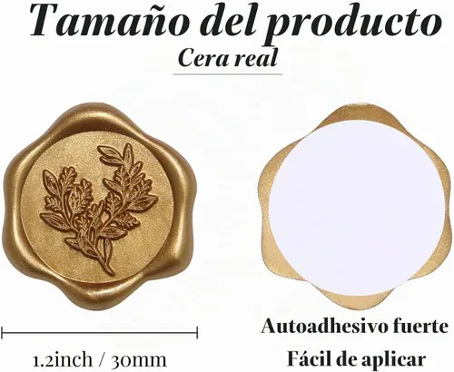 Vista 2 de UNIQOOO Calcomanías de Sello de Cera - Calcomanías de Sello de Sobre de Invitación de Boda de Eucalipto, 100 Piezas de Calcomanías Autoadhesivas