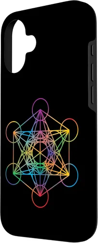 Vista 2 de iPhone 16 Geometría Sagrada Metatrón Cubo Chakra con Funda Geométrica