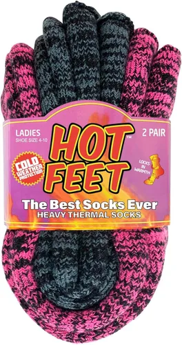 Vista 14 de HOT FEET Calcetines térmicos para mujer, calcetines térmicos para clima frío, gruesos y cálidos, para senderismo, calcetines aislados, tallas