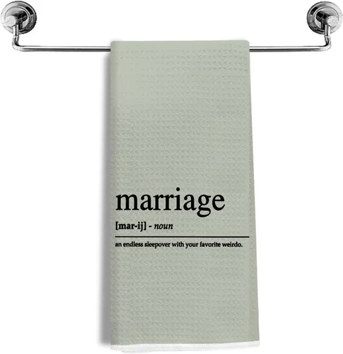 Vista 10 de Regalos de boda para parejas, recién casados, regalos de matrimonio, toallas de cocina para matrimonio, toallas de tejido de gofre de definición