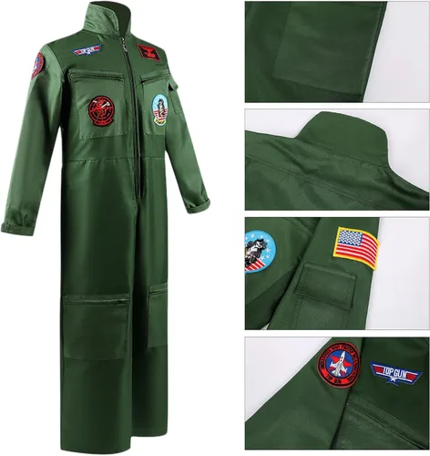 Vista 7 de TUSAUW Traje de vuelo para niños, disfraz de piloto de la Fuerza Aérea, conjunto de accesorios para niños, disfraz de Halloween