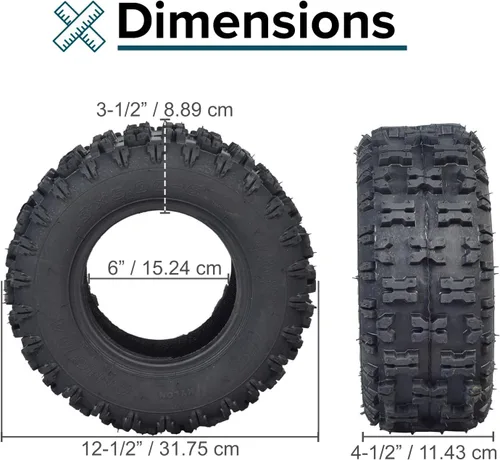 Vista 7 de AlveyTech Neumático para ATV, Go Kart y Dune Buggy de 13x5.00-6 con banda de rodadura Q129 (1)