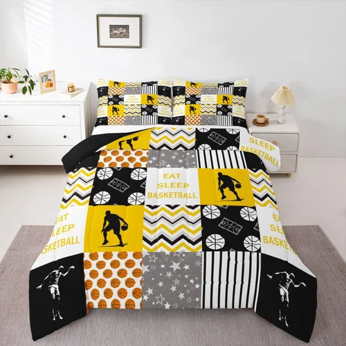 Vista 21 de Erosebridal Edredón de baloncesto para niños, juegos deportivos, inserción de edredón individual para niños, adolescentes y adultos, juego