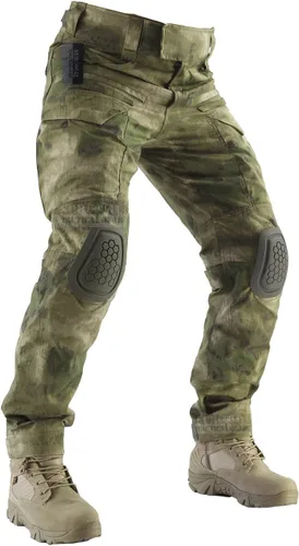 Vista 3 de ZAPT Pantalones de combate Airsoft Paintball para hombre, pantalones tácticos con rodilleras, camuflaje de caza, pantalones militares
