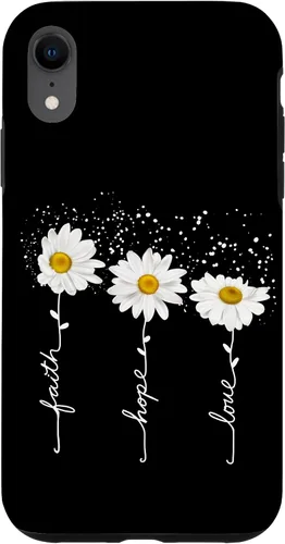 Vista 24 de Funda para iPhone 14 Pro Max Faith Hope Love para regalo, diseño de margaritas blancas
