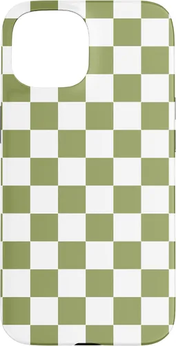 Vista 6 de Funda para iPhone 17 con diseño de cuadros verde oliva estético retro