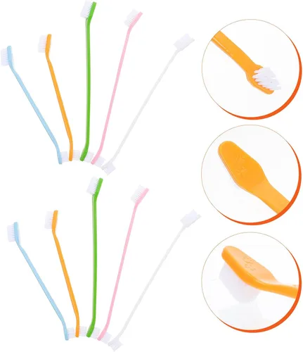 Vista 9 de Nylon PET Toothbrush Teeth Cleaning for Cats Dual Head 10pcs