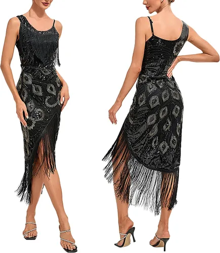 Vista 2 de Christmas Party Dress Party Sexy Dress Fashion Solid Color Sequin Fringe Dress New Years Eve. Women's Dresses