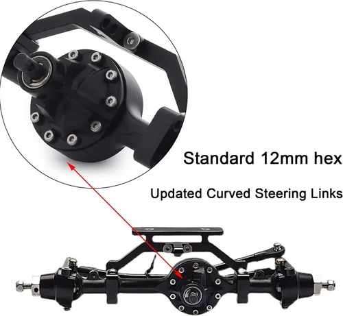 Vista 8 de Aleación de aluminio CNC eje delantero completo para 1/10 RC Crawler RC4WD Ge-Lande II TF2 D110 Yo-ta II Ejes (negro)