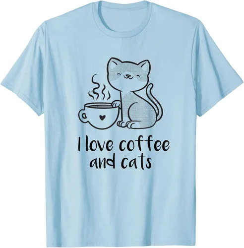 Vista 24 de I love coffee and cats Tazas de granos de café Camiseta de gato café, Blanco, S