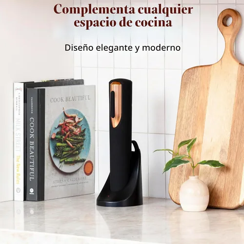 Vista 7 de Abrebotellas de vino eléctrico recargable, base de carga y cortador de papel de aluminio incluido con abridor automático de vino, sacacorchos Negro