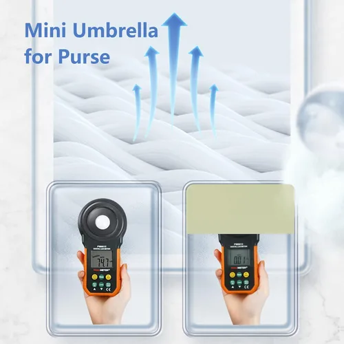 Vista 4 de Cloudia Mini paraguas para bolso, portátil y compacto, perfecto para lluvia y sol con protección UV