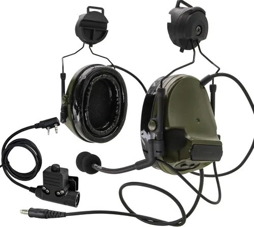 Vista 9 de HEARFALCOM Comta III Auriculares Tácticos para Casco Adaptador de Riel ARC Soporte de Disparo con Cancelación de Ruido