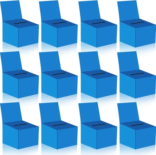 Vista 10 de Paquete de 12 cajas de sugerencias para rifas con ranura, cajas de cartón de 6.5 x 4.5 x 4.5 pulgadas con ranura para boletos y cabecera extraíble