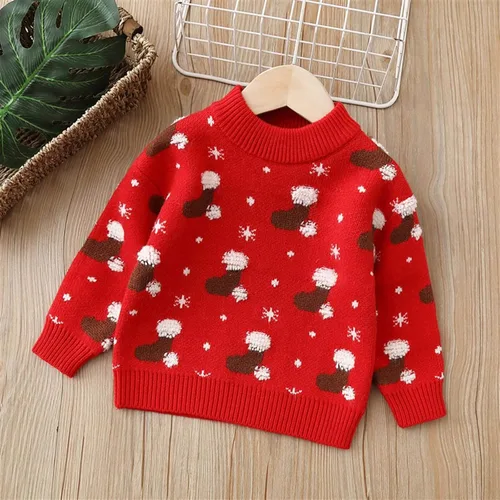 Vista 2 de Boys Girls Cartoon Crewneck Sweater Pullover Tops Christmas Fall Winter Knit Clothes for 1 to 6Y