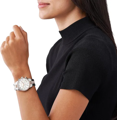 Vista 5 de Reloj Ritz de acero inoxidable para mujer de Michael Kors con cristal Topring.