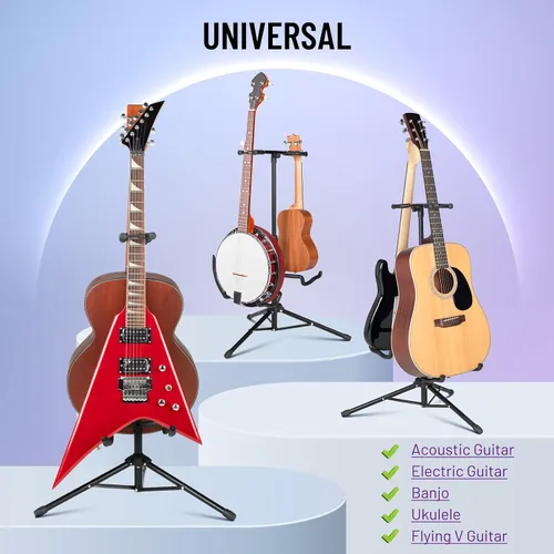 Vista 2 de CAHAYA Soporte de guitarra plegable doble soporte universal de doble