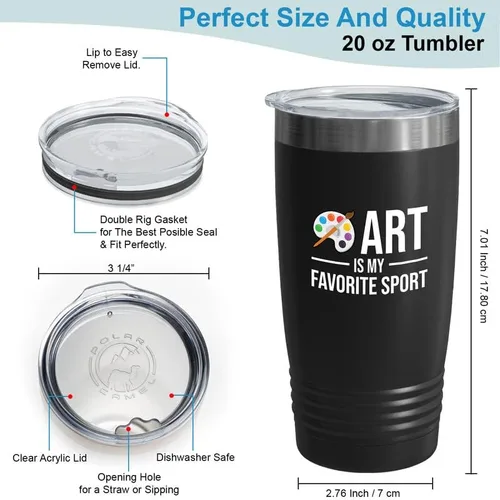 Vista 3 de Art Gift Black Edition Vaso 20oz - El arte es mi deporte favorito - Pintores escultura Artistas artesanía arte Regalos expertise paleta ingenio