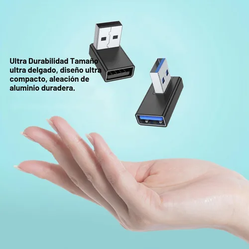 Vista 6 de AreMe Adaptador USB 3.0 de 90 grados, paquete de 4, arriba y abajo, ángulo Negro