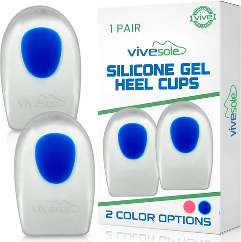 Vista 10 de ViveSole Taloneras de gel para dolor, fascitis plantar (par) – Almohadillas de silicona para alivio, espolones de talón, zapatos, tratamiento