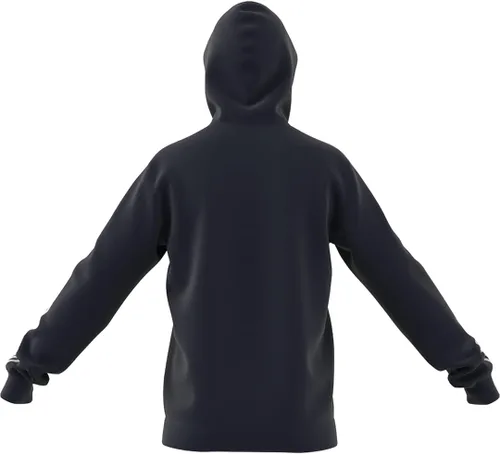 Vista 4 de adidas Sudadera con capucha de forro polar de 3 rayas para hombre, Gris jaspeado medio-negro.