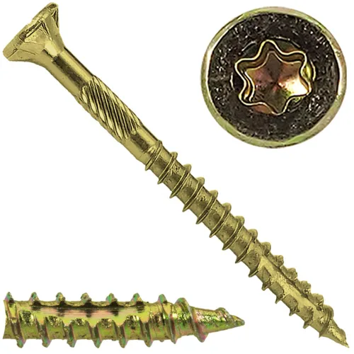 Vista 145 de 8 x 1 revestimiento exterior recubierto de bronce, tornillo de madera multiusos compatible con ACQ, cabeza plana Torx/Star Drive de 1 libra, 288