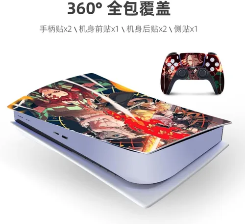 Vista 3 de Skins - Adhesivos para consola PS5 y controlador Playstation 5 versión de disco, apto para PS5 vinilo anime, compatible con Playstation 5