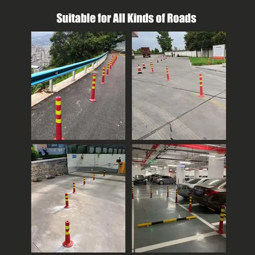 Vista 7 de HAIXHX Delineador de plástico, bolardo de seguridad de tráfico, cono de seguridad reflectante desplegable de plástico flexible para control