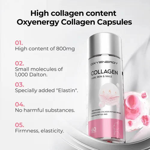 Vista 8 de OxyEnergy Suplemento NAD 1550 mg y péptidos de colágeno 800 mg