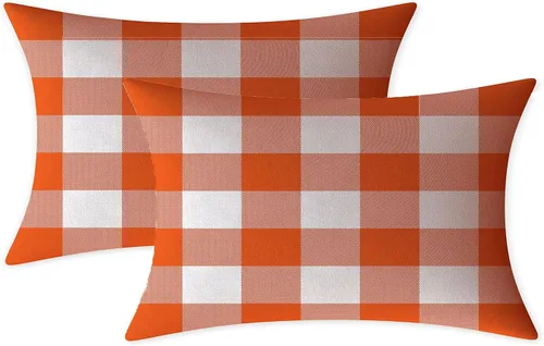 Vista 41 de Fundas de almohada decorativas rústicas de Aqua y blanco a cuadros estilo búfalo para sofá, funda de almohada para granja, decoración