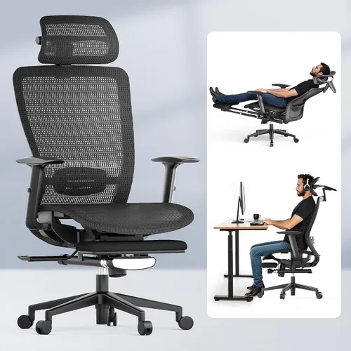 Vista 11 de FLEXISPOT Silla de oficina ergonómica, sillas de escritorio de oficina en casa con soporte lumbar ajustable, reposabrazos, bloqueo de inclinación