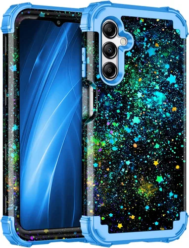 Vista 24 de Miqala Funda para Galaxy A14 5G, que brilla en la oscuridad, tres capas, resistente, a prueba de golpes, protección completa, parachoques