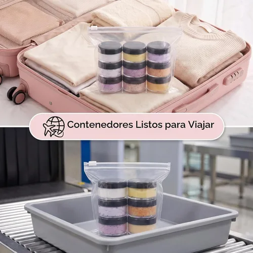 Vista 6 de 5 Gramos Contenedores de Muestra con Tapas, 25 Piezas Mini Contenedores de Maquillaje, Contenedores Cosméticos de Viaje de Plástico Vacío con Negro