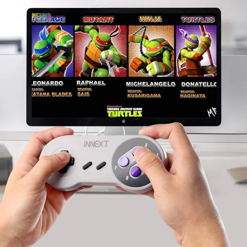 Vista 6 de 2 unidades de controlador USB inalámbrico de 2,4 GHz compatible con juegos de SNES, controlador USB SNES retro para PC clásico super para Windows PC