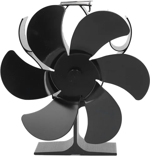 Vista 6 de Ventilador de estufa de 6 aspas, ventilador de estufa de leña con arranque automático, ventilador de chimenea, diámetro negro, circulación de aire