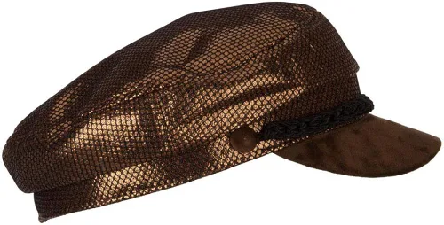 Vista 4 de SSHat - Gorra de pescador griego de dos tonos metálica y terciopelo