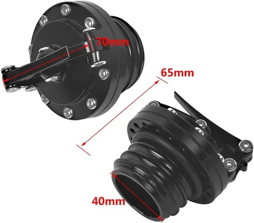 Vista 2 de Tapa de tanque de combustible de liberación rápida en negro para motocicleta, para Harley Sportster XL 1200 883 X48 Dyna Touring 1996 y posteriores