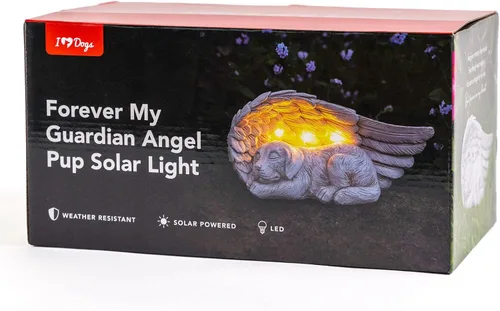 Vista 6 de iHeartDogs Regalos conmemorativos para perros, luz solar para jardín Forever My Guardian Angel - Piedra conmemorativa para mascotas