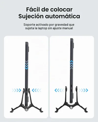 Vista 4 de Soporte vertical para laptop SODI para escritorio compatible con MacBook Air, soporte para MacBook Pro vertical de aluminio hasta 17 pulgadas Negro