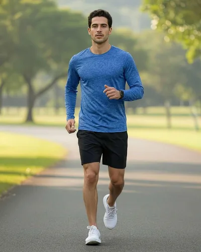 Vista 38 de Real Essentials Paquete de 4 unidades: camiseta de manga larga para hombre Dry Fit, disipa la humedad, protección solar FPU 50+ contra rayos