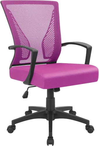 Vista 27 de Furmax Silla de oficina ergonómica de escritorio para computadora, silla de malla, respaldo medio, soporte lumbar giratorio con reposabrazos