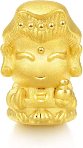 Vista 4 de Chow Sang Sang 88262C - Pulsera de oro sólido de 24 quilates con dije de bendición Guan Yin para mujer Metal