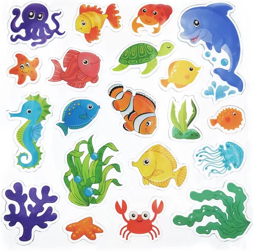 Vista 14 de 20 calcomanías de gel grueso para fiestas de playa, para verano, piscina, ventana, calcomanías para niños, niños pequeños y adultos, hogar, avión
