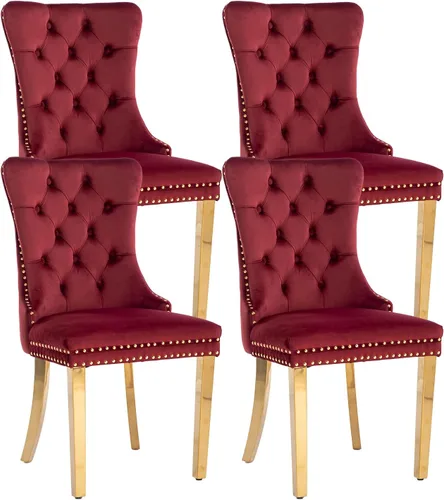 Vista 56 de Juego de 2 sillas de comedor de terciopelo beige, modernas sillas de cocina tapizadas