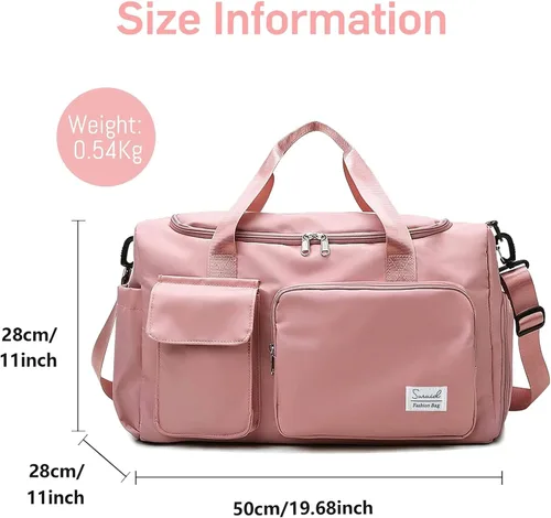 Vista 3 de Bolsa deportiva de gimnasio con compartimento para zapatos, bolsa de viaje con bolsillo separado seco húmedo para hombres y mujeres, bolsa de noche