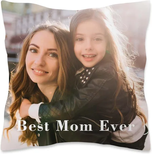 Vista 8 de Almohada de fotos personalizada de 16 x 16 pulgadas, funda de almohada personalizada de doble cara con texto de imagen, funda decorativa suave